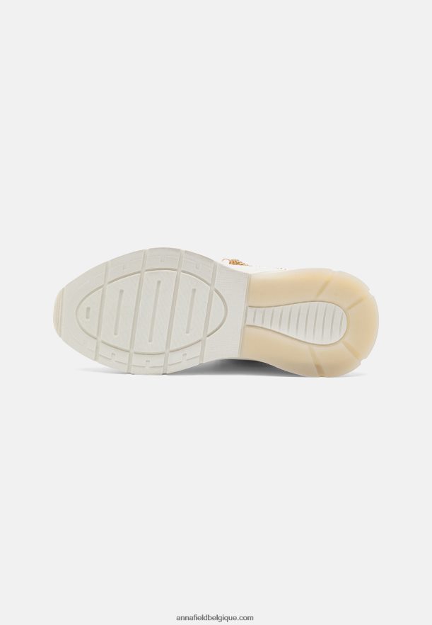 femmes baskets en cuir blanc/or Anna FieldNHH26B1201