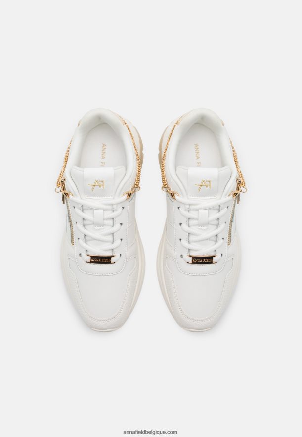 femmes baskets en cuir blanc/or Anna FieldNHH26B1201
