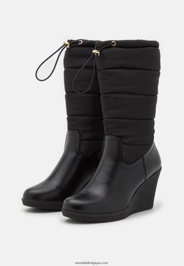 femmes botte d'hiver bottes compensées noir Anna FieldNHH26B2253