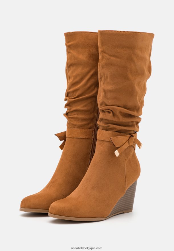 femmes bottes compensées cognac Anna FieldNHH26B2252