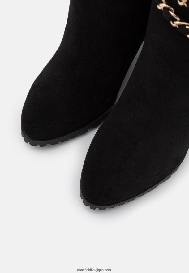 femmes bottes compensées en cuir noir Anna FieldNHH26B2251