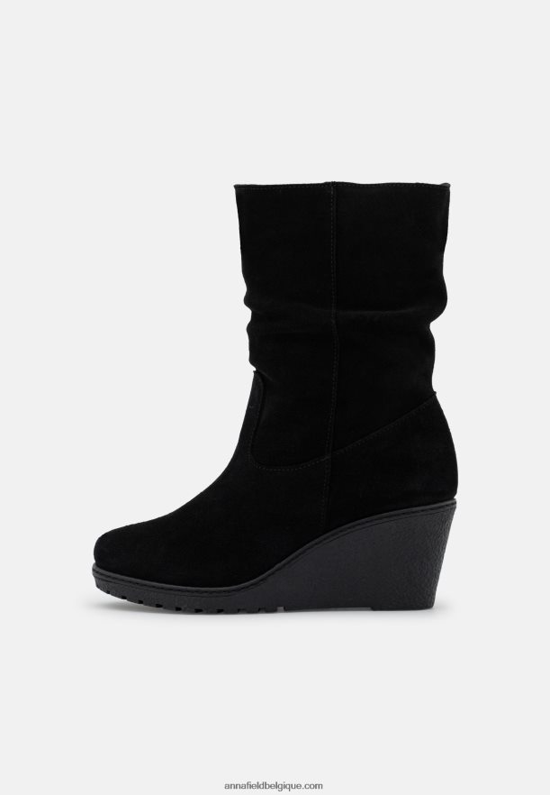 femmes bottes d'hiver en cuir noir Anna FieldNHH26B2219