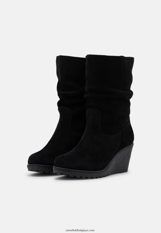 femmes bottes d'hiver en cuir noir Anna FieldNHH26B2219