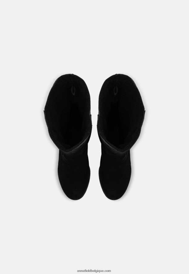 femmes bottes d'hiver en cuir noir Anna FieldNHH26B2219