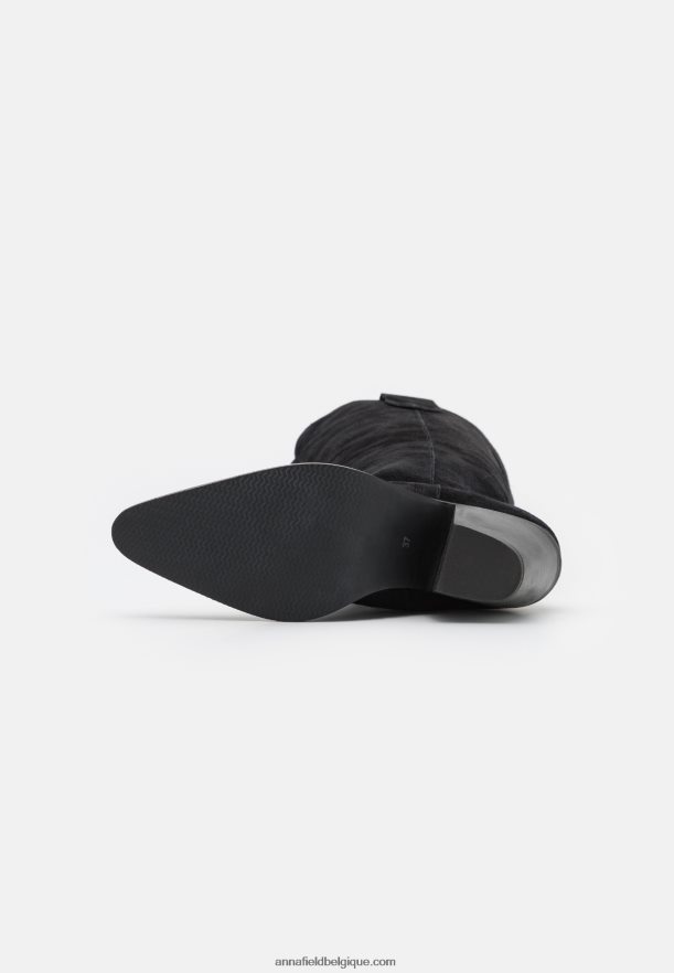 femmes bottes de cowboy/motard en cuir noir Anna FieldNHH26B2225