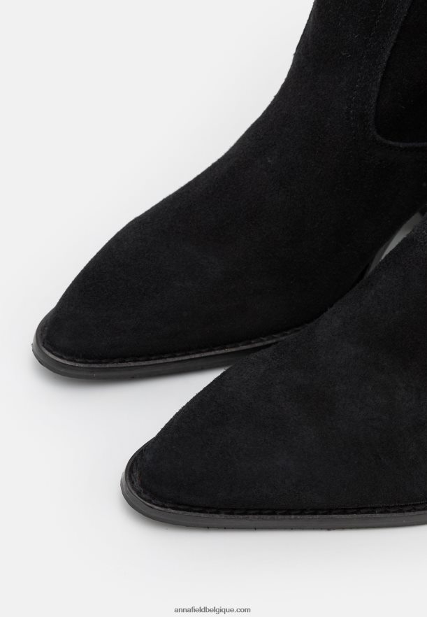 femmes bottes de cowboy/motard en cuir noir Anna FieldNHH26B2225