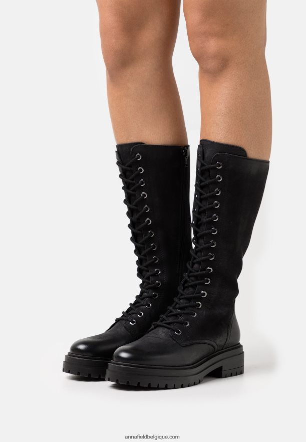 femmes bottes à lacets en cuir noir Anna FieldNHH26B2224