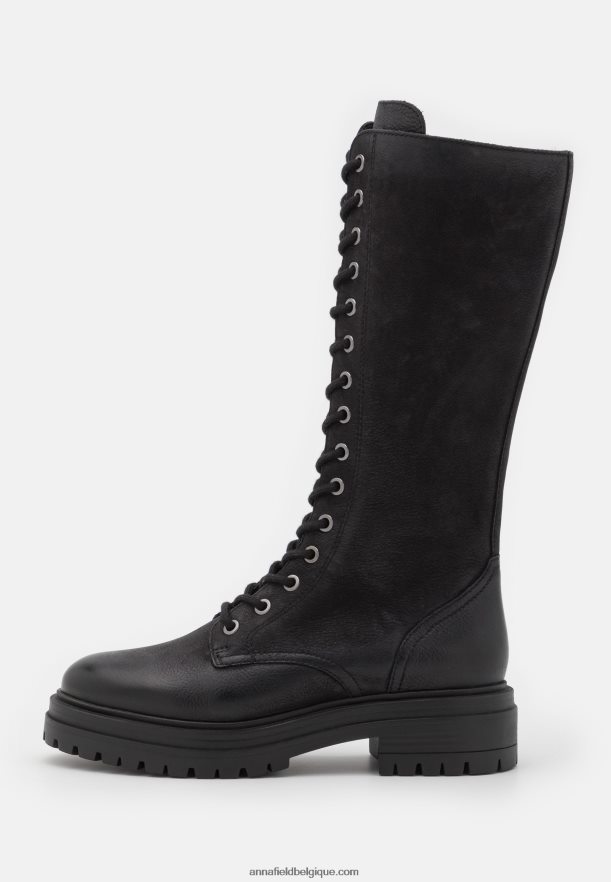 femmes bottes à lacets en cuir noir Anna FieldNHH26B2224