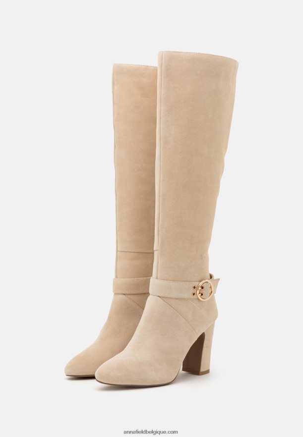 femmes bottes à talons hauts en cuir beige Anna FieldNHH26B2258