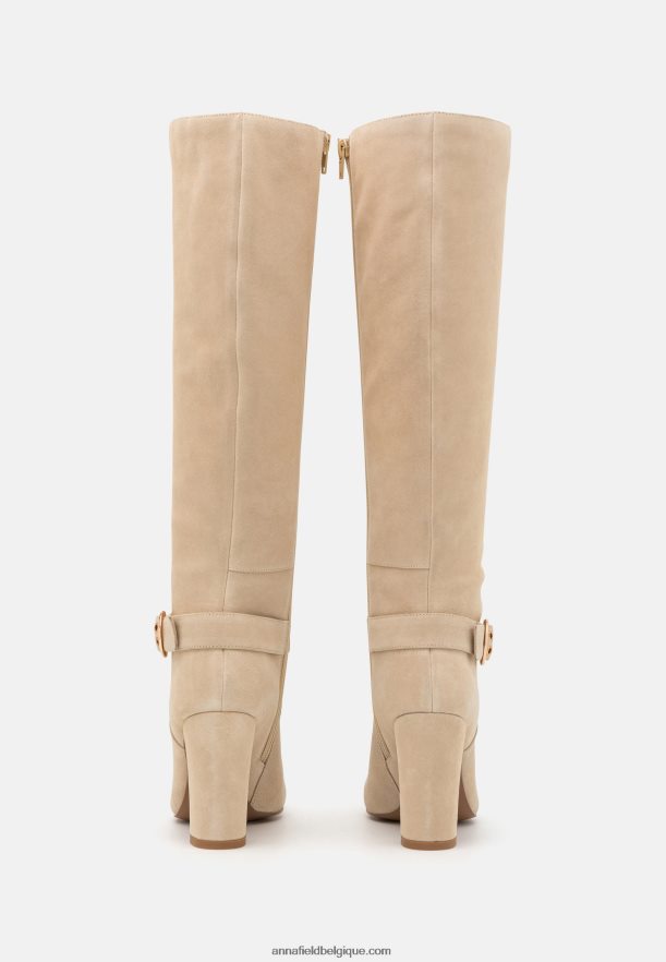 femmes bottes à talons hauts en cuir beige Anna FieldNHH26B2258