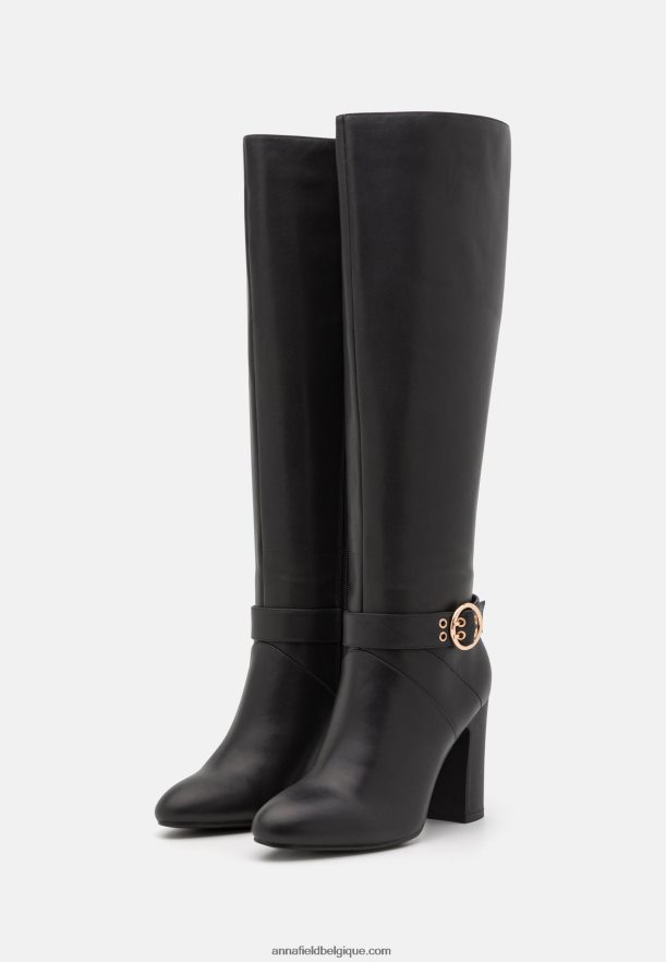 femmes bottes à talons hauts en cuir noir Anna FieldNHH26B2257