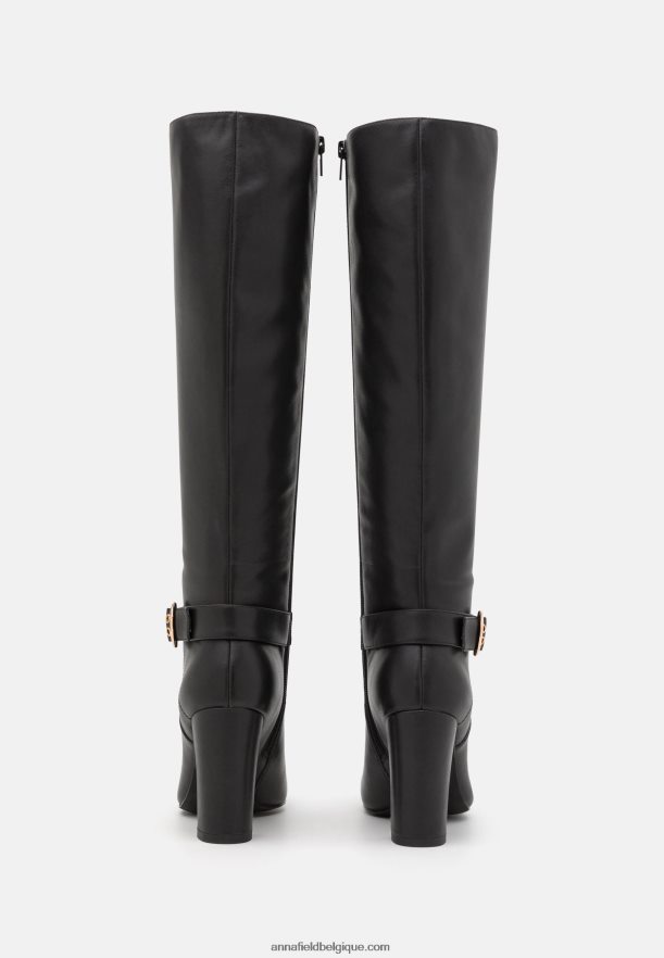 femmes bottes à talons hauts en cuir noir Anna FieldNHH26B2257