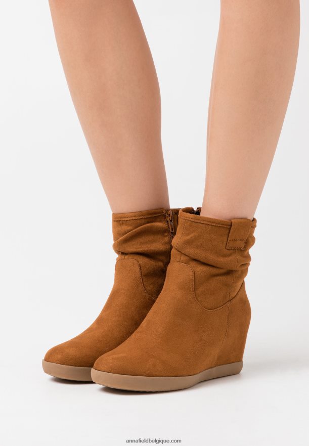 femmes botte d'hiver bottines compensées cognac Anna FieldNHH26B2064