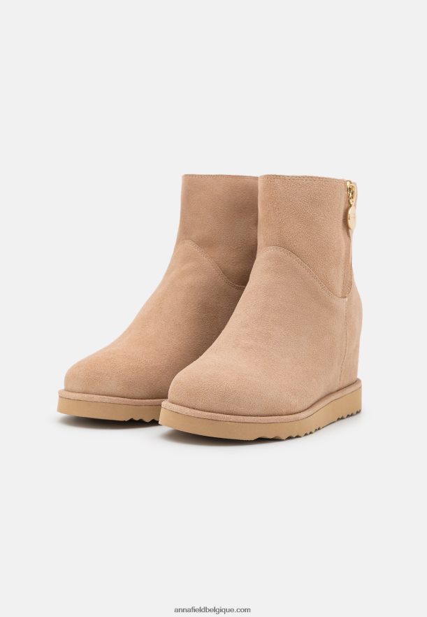 femmes botte d'hiver en cuir bottines beige Anna FieldNHH26B1932