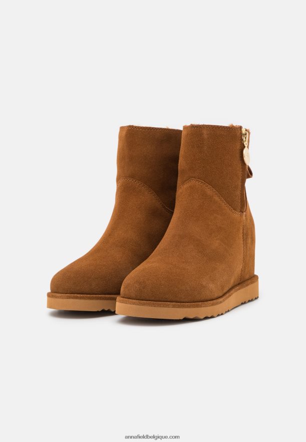 femmes botte d'hiver en cuir bottines cognac Anna FieldNHH26B1916