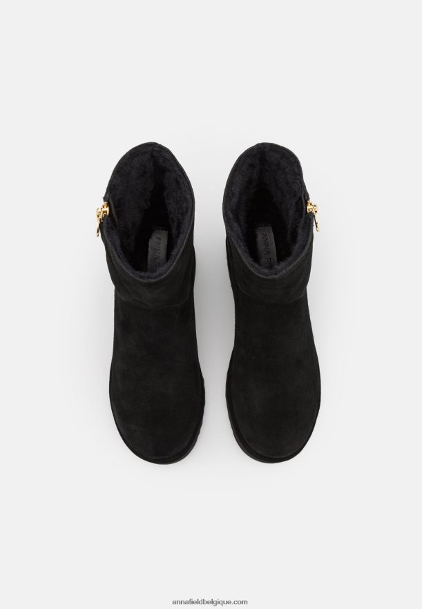 femmes botte d'hiver en cuir bottines noir Anna FieldNHH26B1911