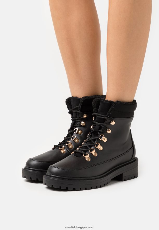 femmes bottes d'hiver bottines à lacets noir Anna FieldNHH26B2030