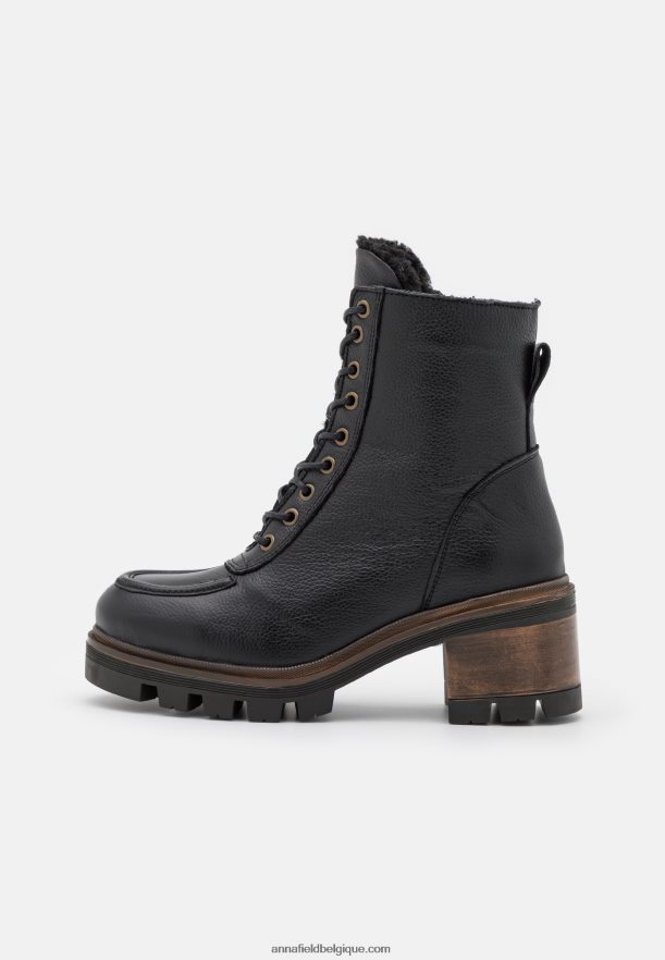femmes bottillon d'hiver en cuir bottes d'hiver noir Anna FieldNHH26B2036