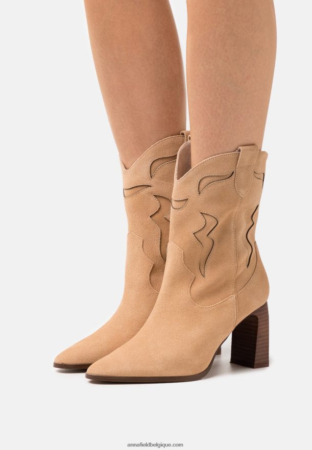 femmes bottine cowboy/biker cuir beige Anna FieldNHH26B2052