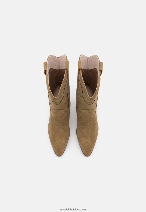 femmes bottine cowboy/biker cuir kaki Anna FieldNHH26B2051