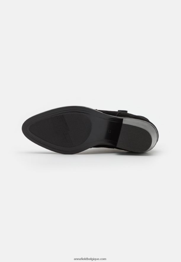 femmes bottine cowboy/biker en cuir noir Anna FieldNHH26B2050