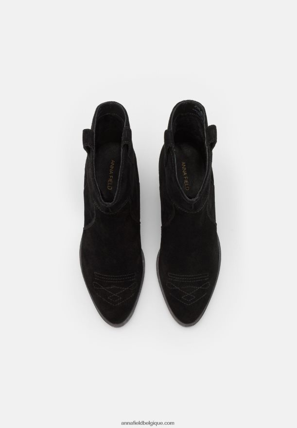 femmes bottine cowboy/biker en cuir noir Anna FieldNHH26B2050