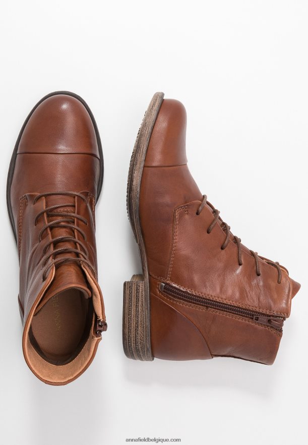 femmes bottines en cuir bottines cognac Anna FieldNHH26B1999