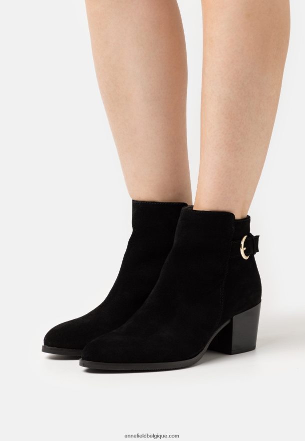femmes bottines en cuir noir Anna FieldNHH26B1964