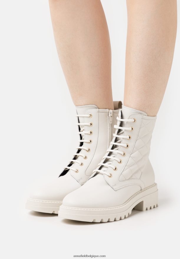 femmes bottines à lacets en cuir blanc Anna FieldNHH26B2029