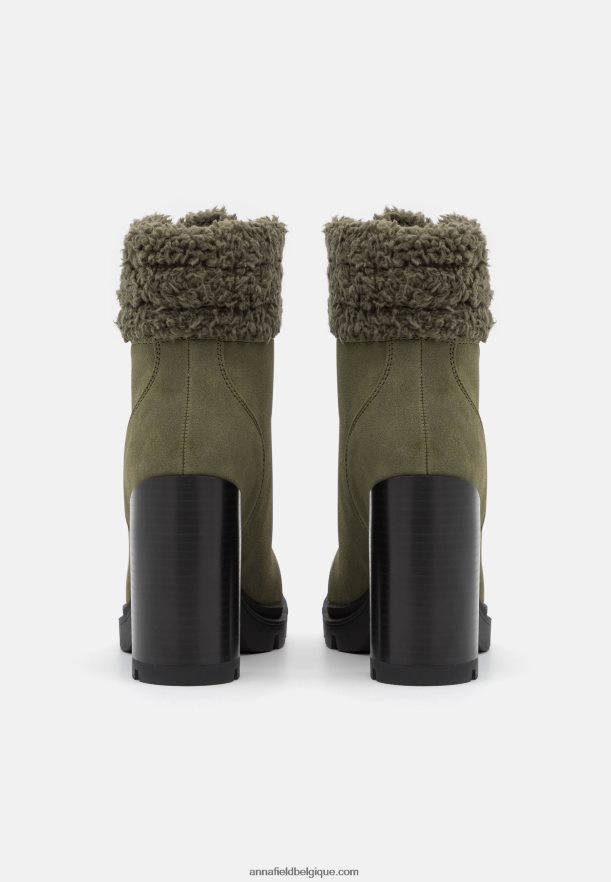 femmes bottines à lacets en cuir kaki Anna FieldNHH26B2017