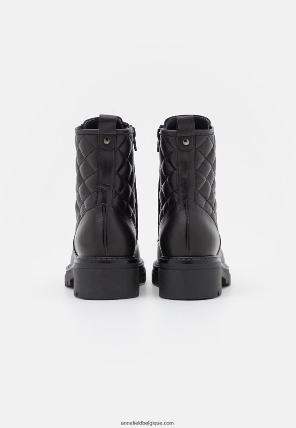 femmes bottines à lacets en cuir noir Anna FieldNHH26B2026