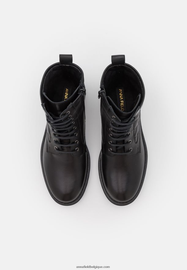 femmes bottines à lacets en cuir noir Anna FieldNHH26B2026