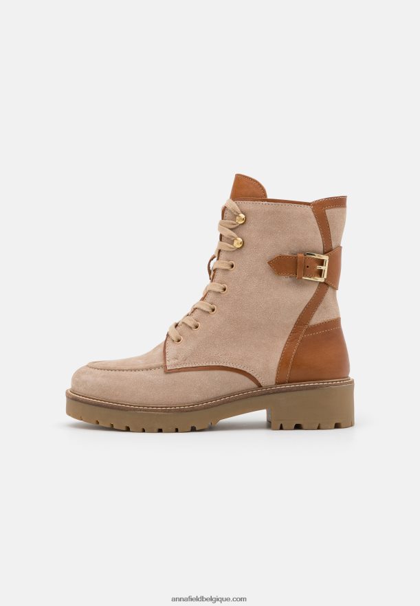 femmes bottines à lacets en cuir taupe Anna FieldNHH26B2022