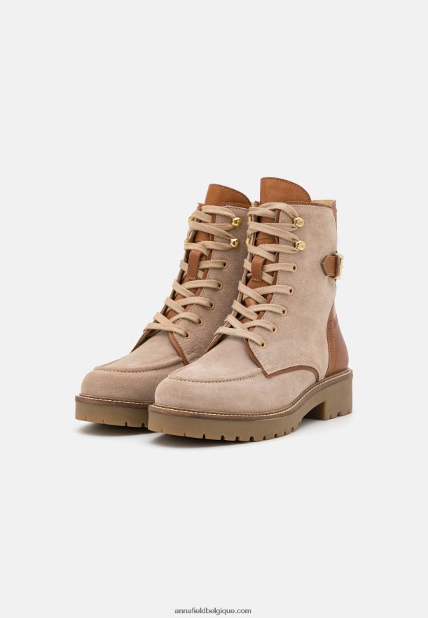 femmes bottines à lacets en cuir taupe Anna FieldNHH26B2022