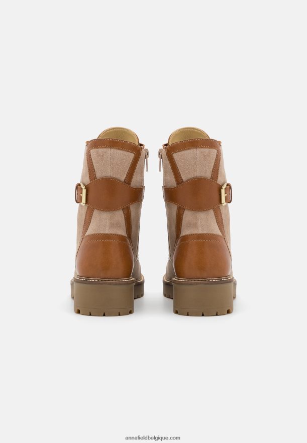 femmes bottines à lacets en cuir taupe Anna FieldNHH26B2022