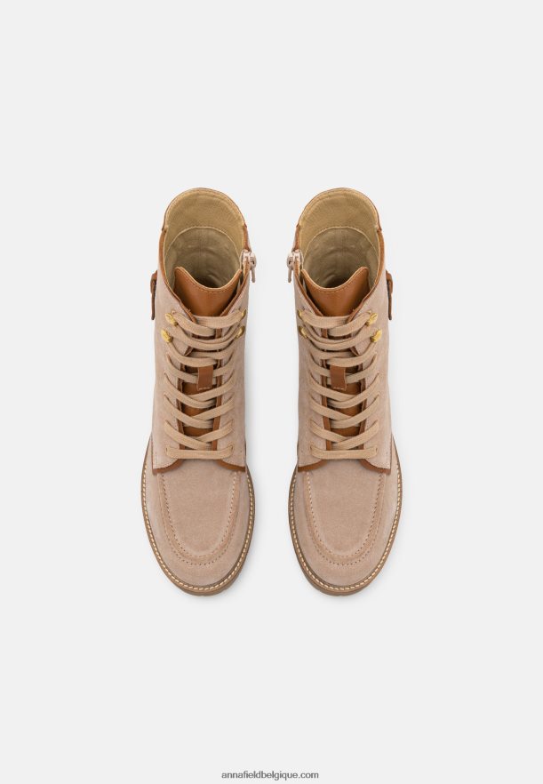 femmes bottines à lacets en cuir taupe Anna FieldNHH26B2022