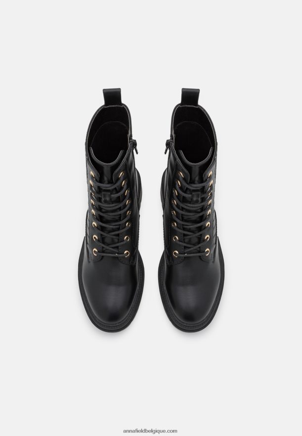 femmes bottines à lacets noires Anna FieldNHH26B2027
