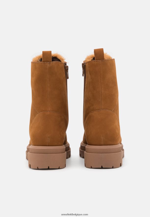 femmes bottines plateforme cuir cognac Anna FieldNHH26B2037
