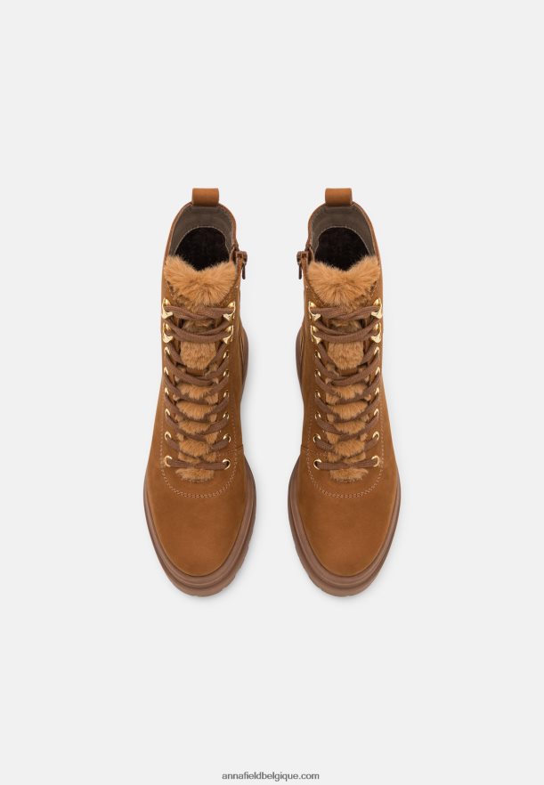 femmes bottines plateforme cuir cognac Anna FieldNHH26B2037