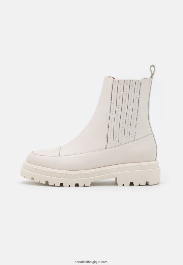 femmes bottines plateforme en cuir blanc cassé Anna FieldNHH26B2055