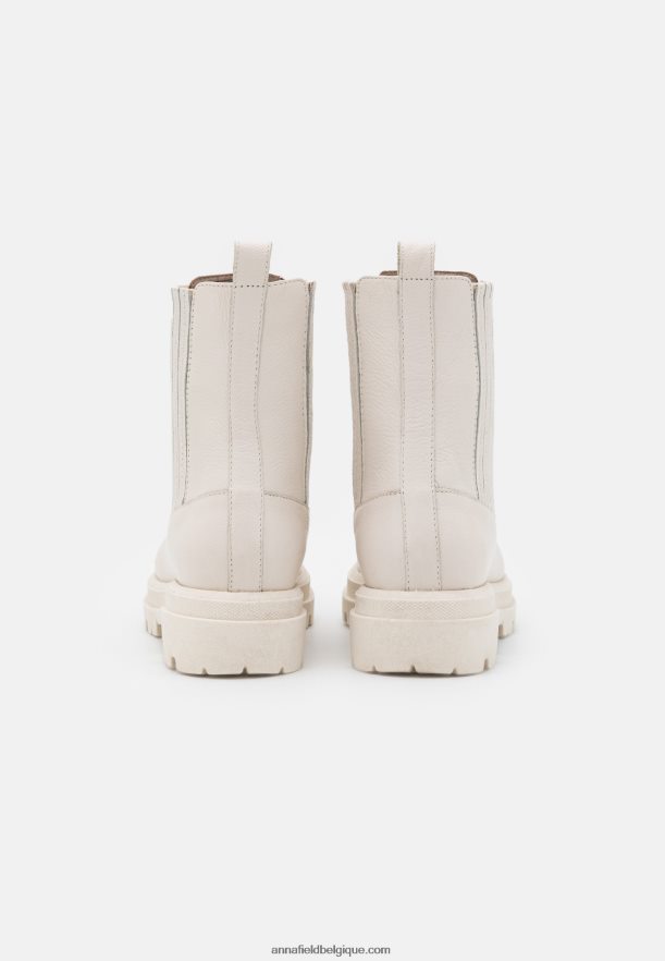 femmes bottines plateforme en cuir blanc cassé Anna FieldNHH26B2055