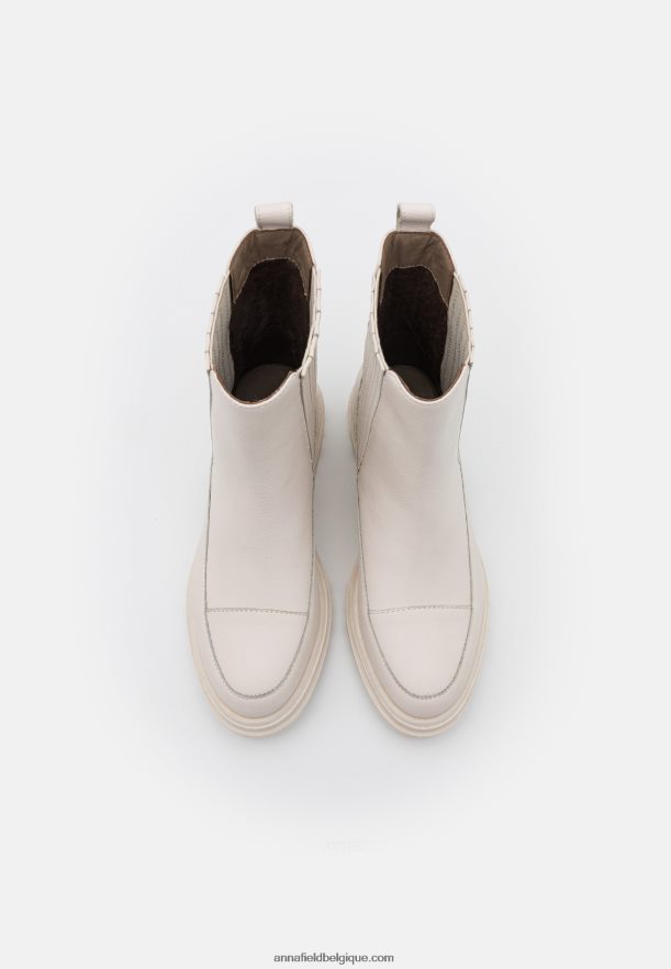 femmes bottines plateforme en cuir blanc cassé Anna FieldNHH26B2055