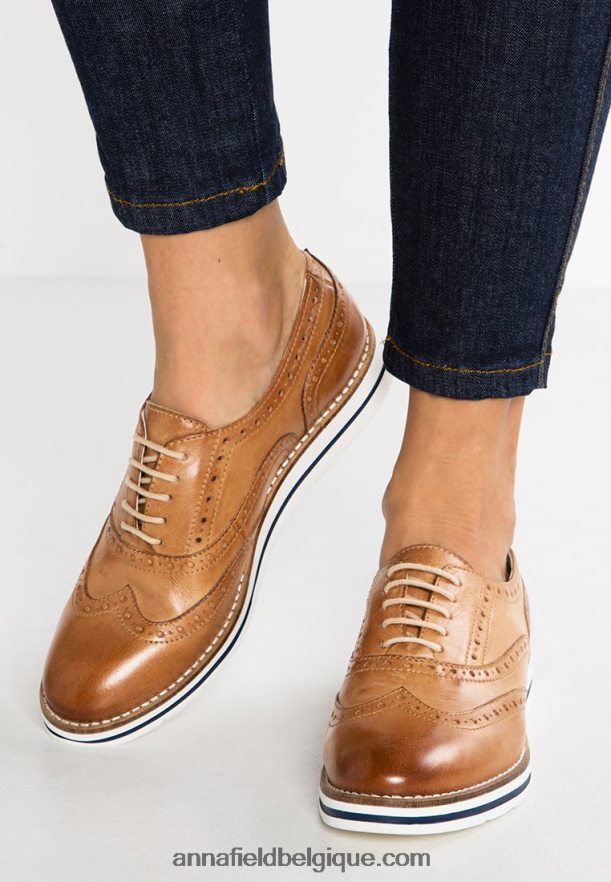 femmes chaussures à lacets casual en cuir cognac Anna FieldNHH26B1849