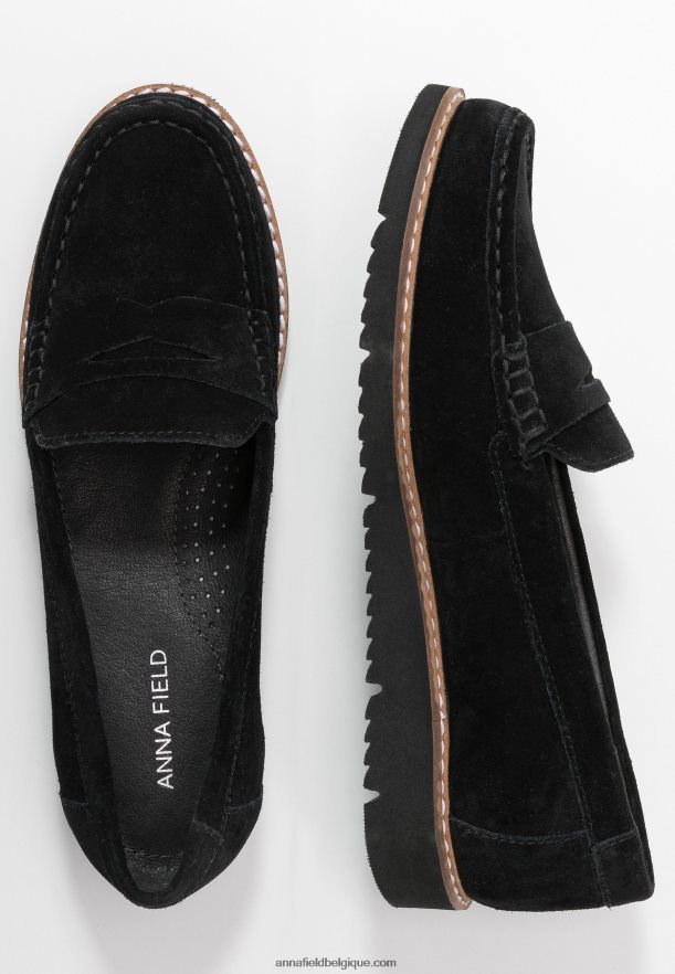 femmes mocassins confort en cuir noir Anna FieldNHH26B1787