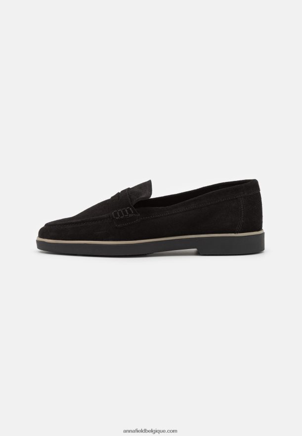 femmes slip on en cuir noir Anna FieldNHH26B1794