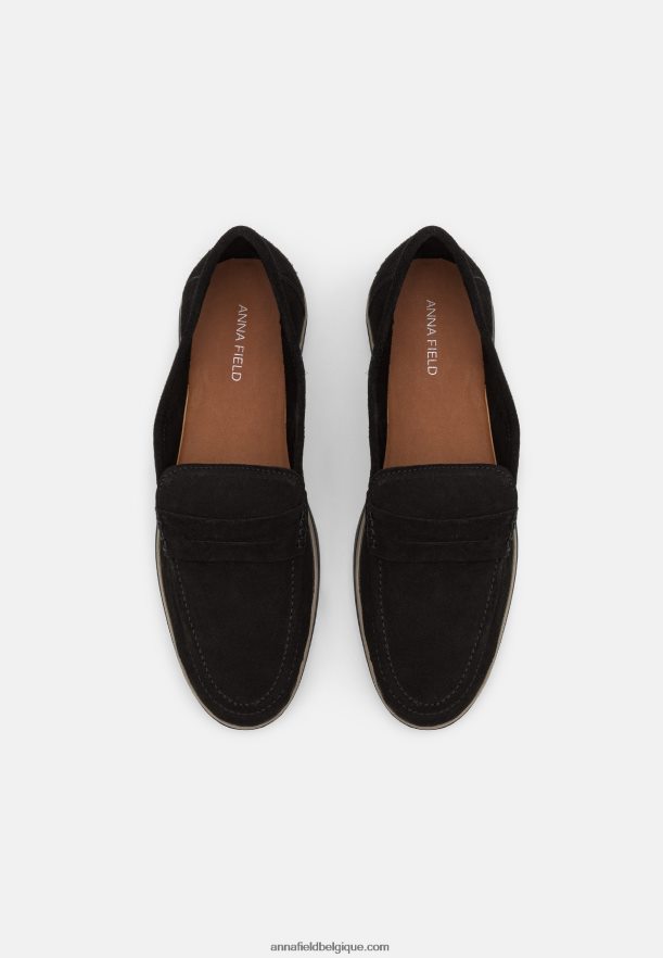 femmes slip on en cuir noir Anna FieldNHH26B1794