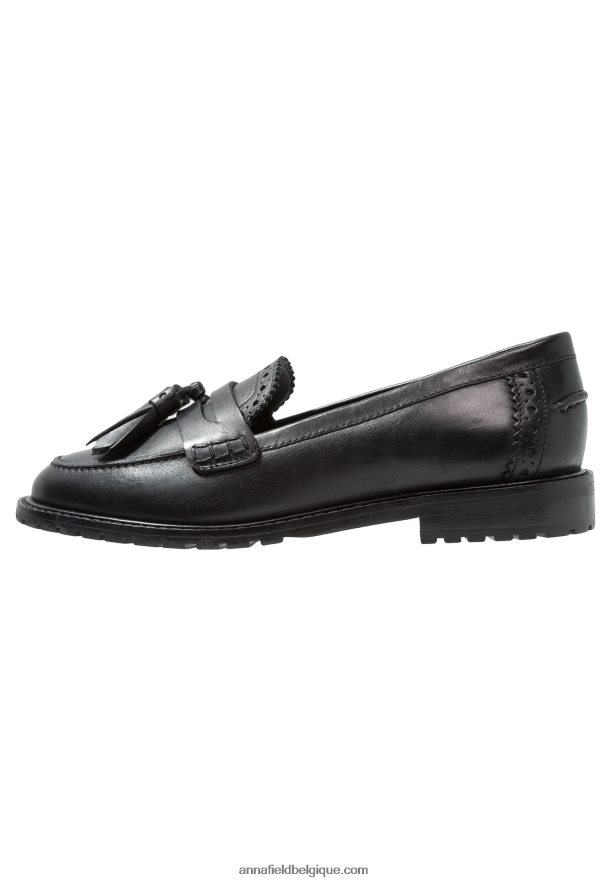 femmes slip on en cuir noir Anna FieldNHH26B1829