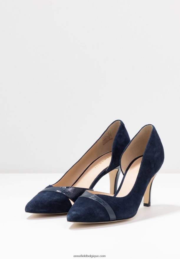 femmes talons classiques en cuir bleu foncé Anna FieldNHH26B1755