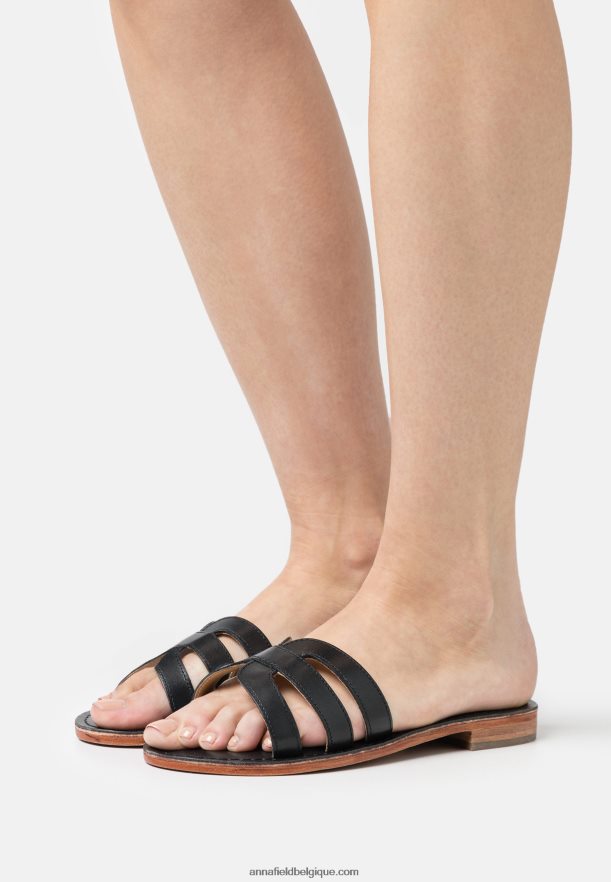 femmes mules en cuir noir Anna FieldNHH26B1879