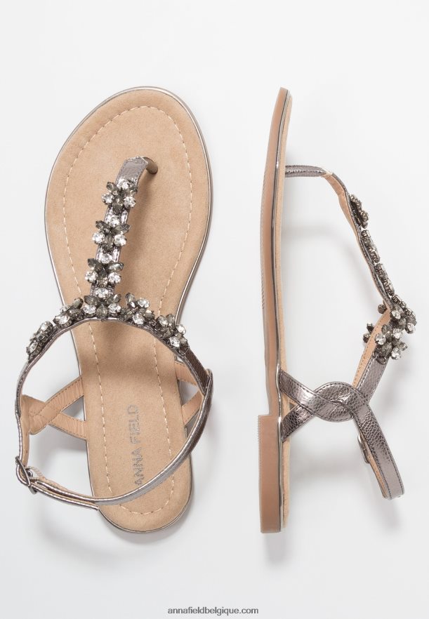 femmes sandales à barre en T gris acier Anna FieldNHH26B1515